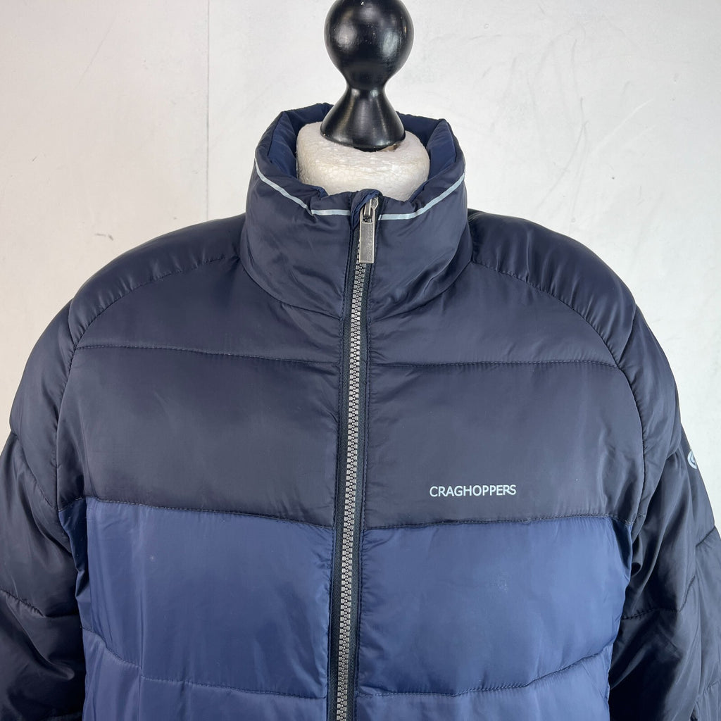 Craghoppers Men's Puffer Jacket Quilted Padded Coat XL Blue & Black Hiking VGC