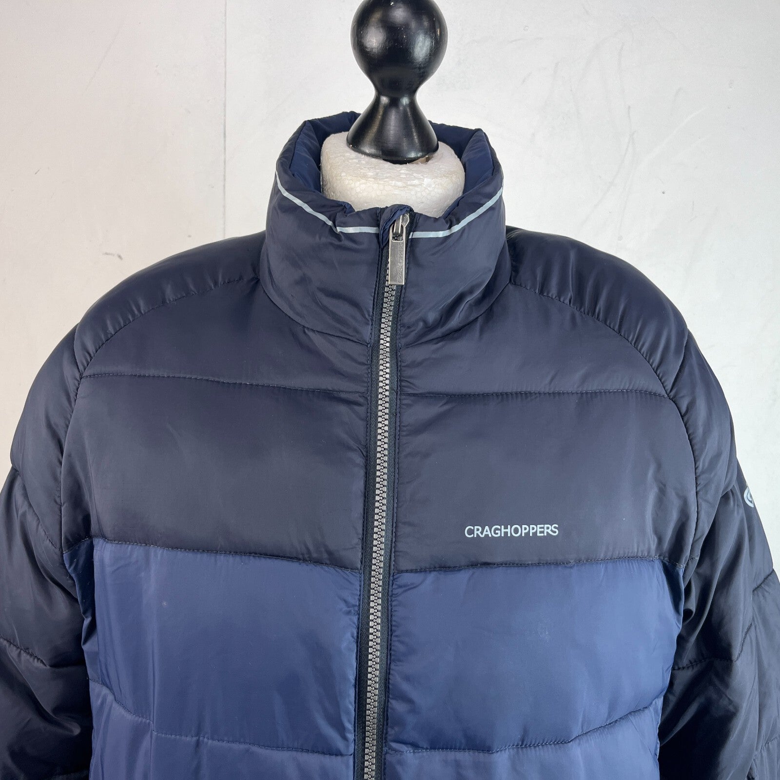 Craghoppers Men's Puffer Jacket Quilted Padded Coat XL Blue & Black Hiking VGC