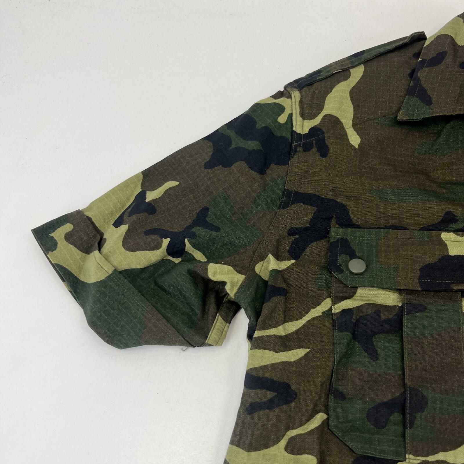 Genuine Spanish Army Combat Shirt Short Sleeve Woodland Camo Ripstop size L