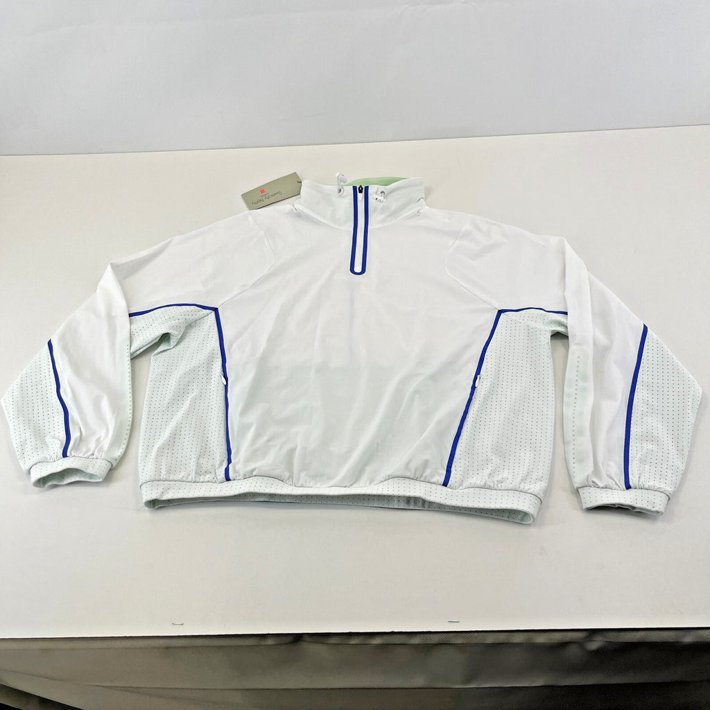 Sweaty Betty Gravity Run Half Zip Jacket Womens size M White Mint Green Pullover