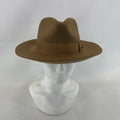 Palms Halt 100% Wool Handmade Textured Fedora Hat in Camel Brown size M 56
