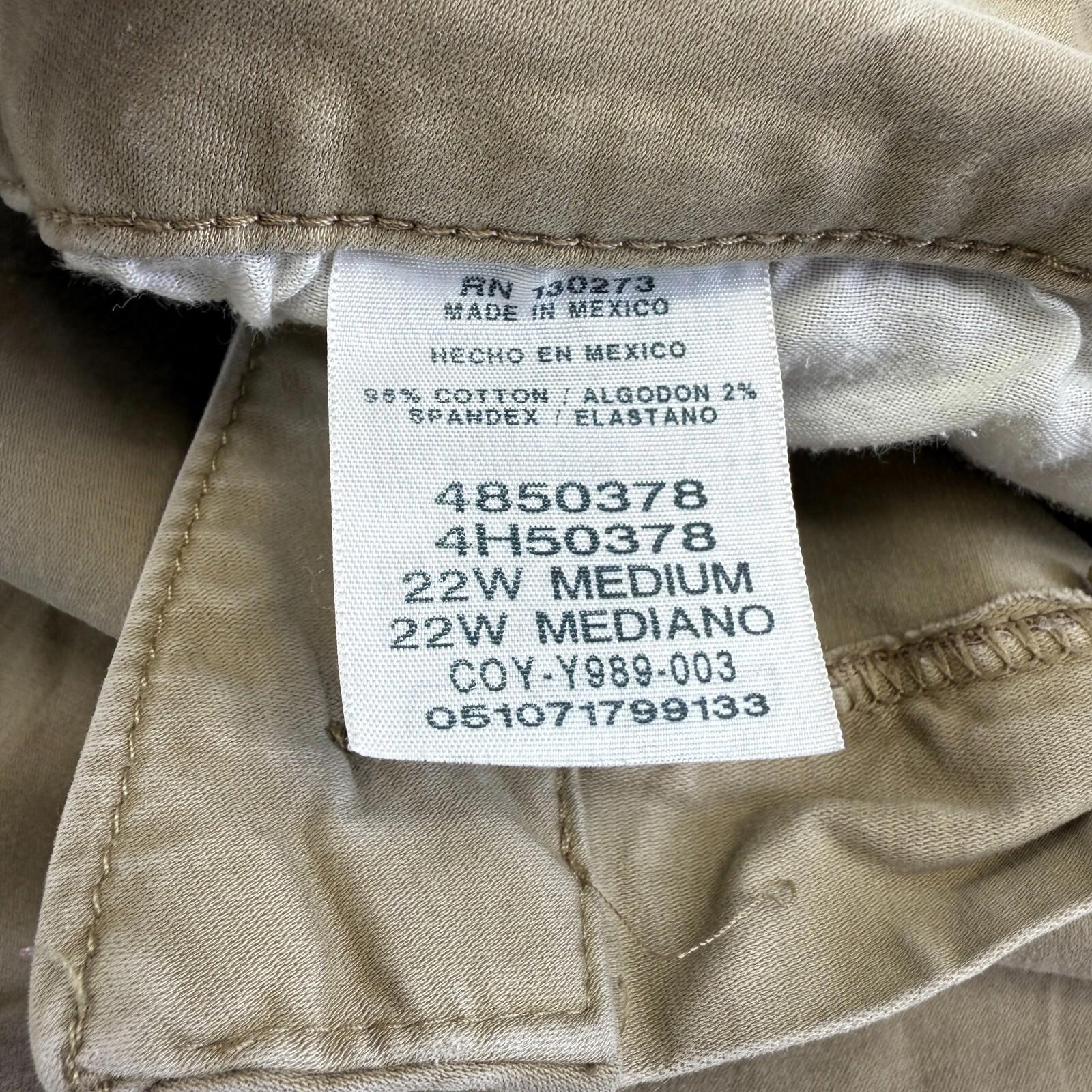 LEE Chino Trousers Cotton Blend Beige Relaxed Straight Leg Mid Rise size 22