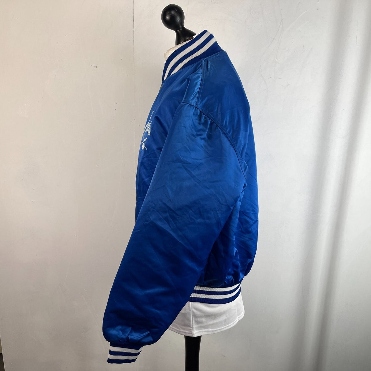 Genuine Saints Men's Baseball Jacket Bomber Top Metallic Blue size XL
