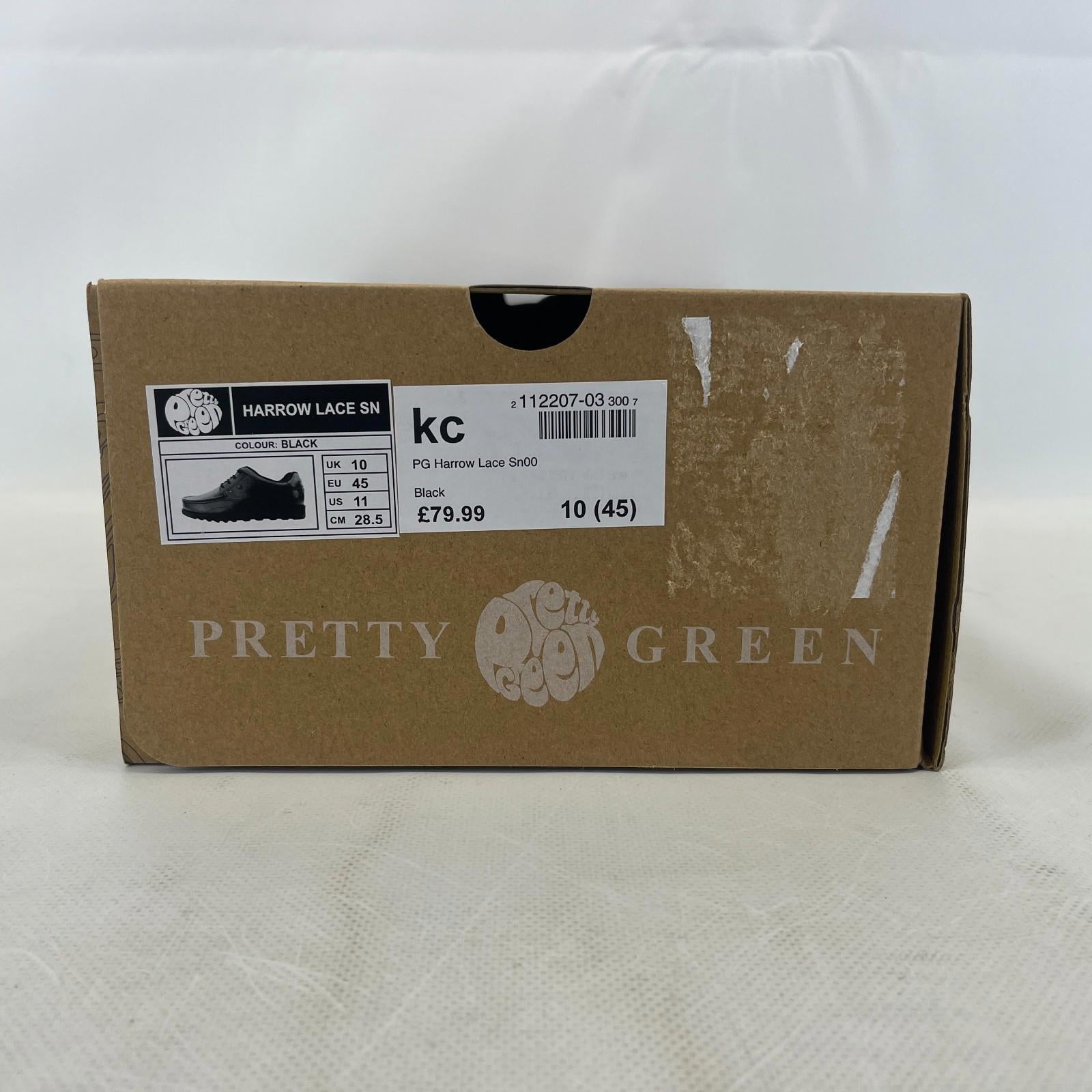 Pretty Green Harrow Lace Up Shoes Moccasin Loafers Men's Black Leather size 10