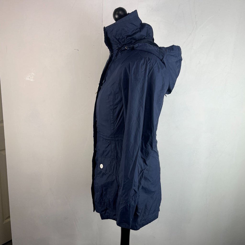 Henri Lloyd Waterproof Windbreaker Jacket Women’s size Small Navy Blue + Stow Hood