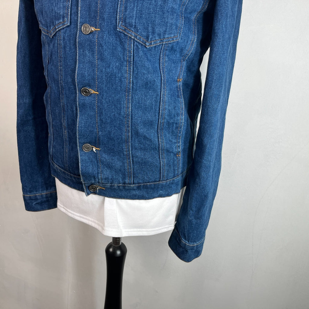 Blakely Mens Blue Denim Jacket Sherpa Fleece Lined Trucker size Medium