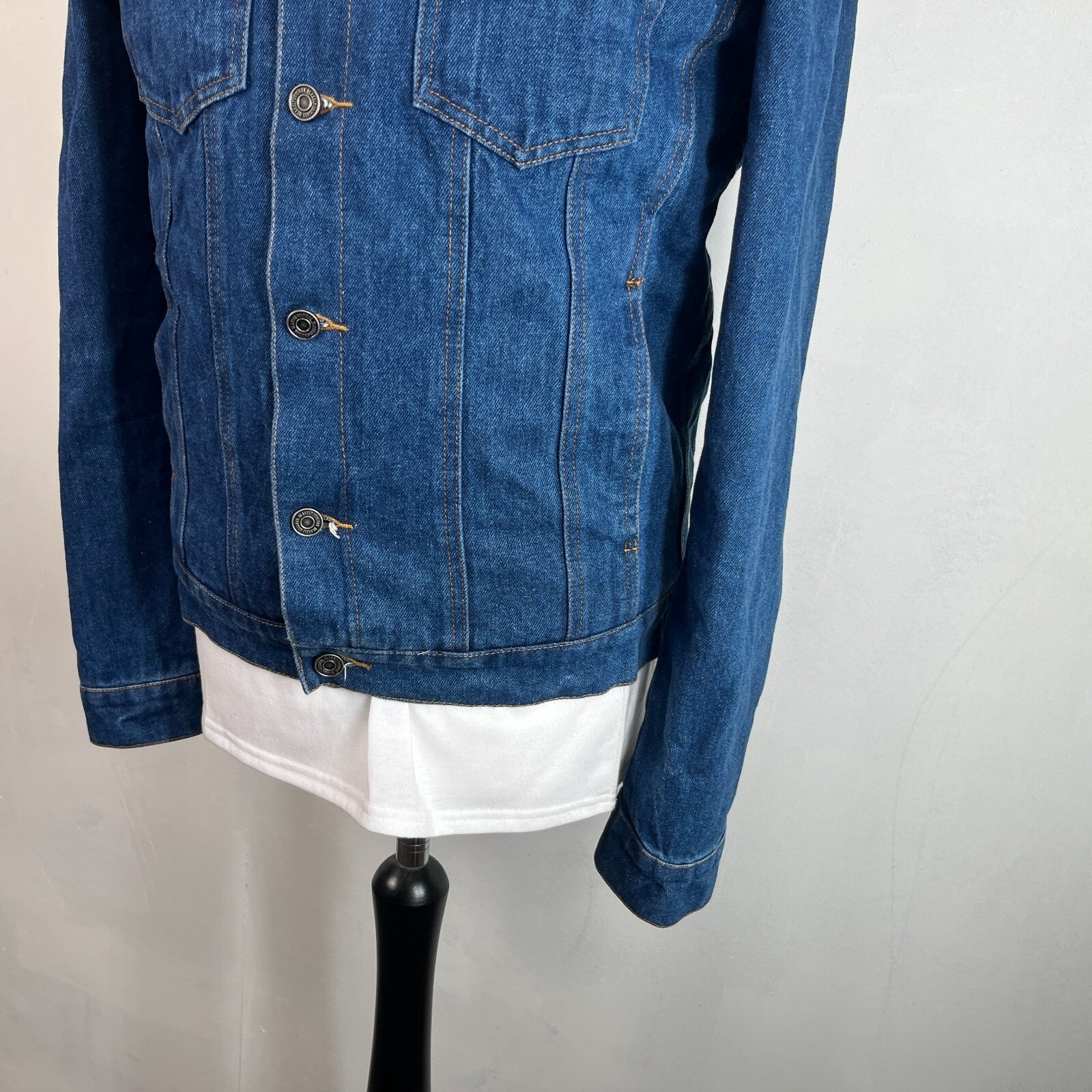 Blakely Mens Blue Denim Jacket Sherpa Fleece Lined Trucker size Medium