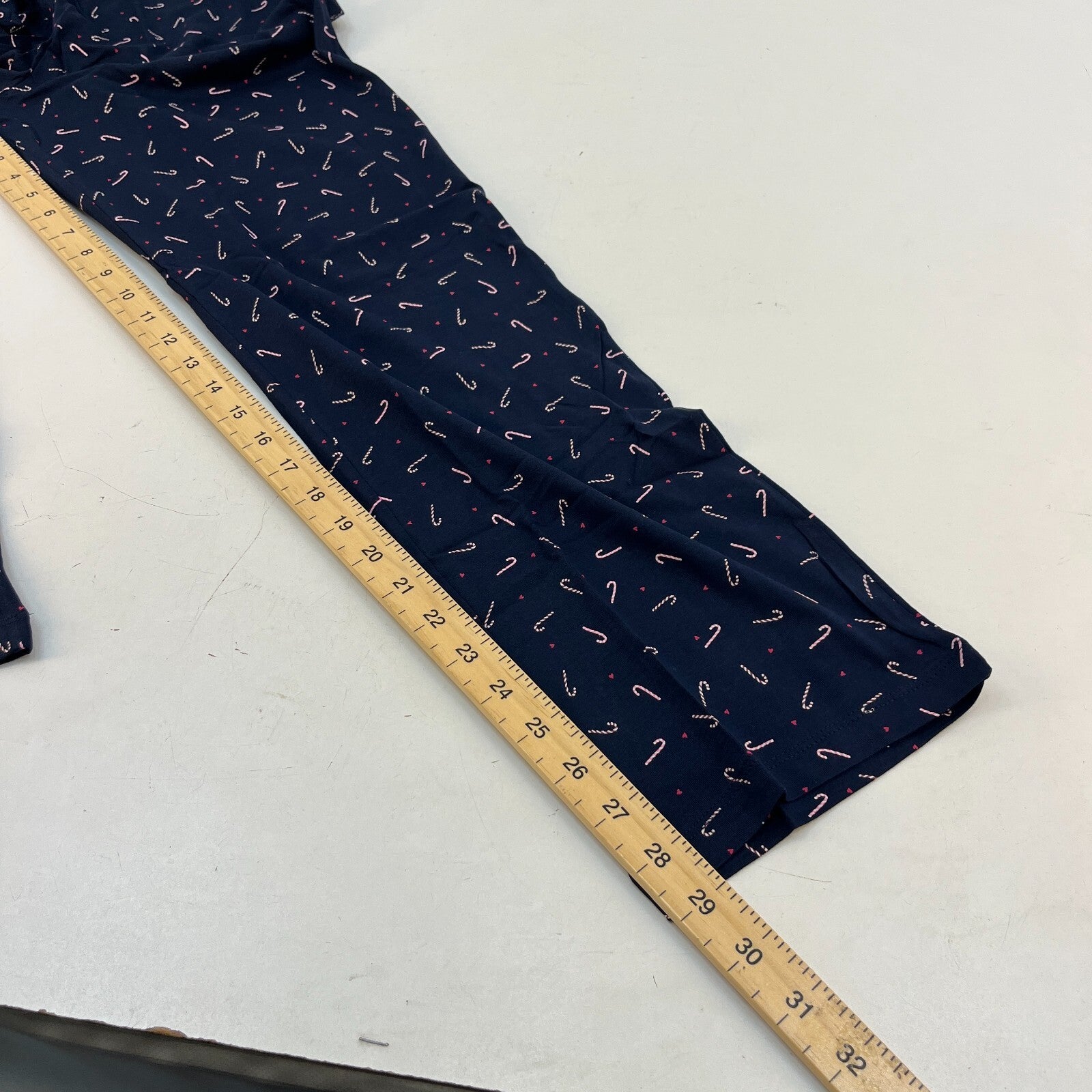 M&S Ladies Pyjama Set UK M 12-14 Navy Candy Cane Long Leg Long Sleeve Xmas BNWT