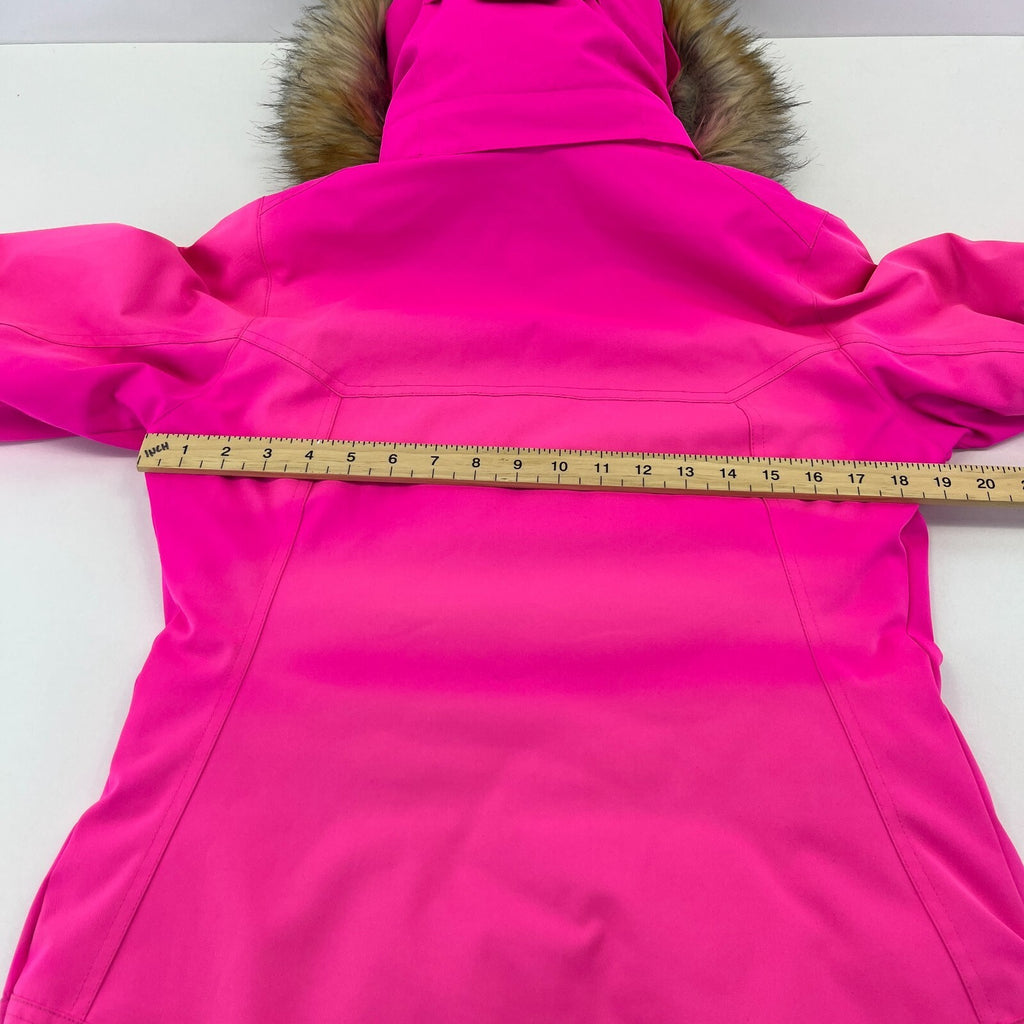 Degre 7 Women's Ski Jacket in Bright Pink with Faux Fur Fringe Hood size 38/S