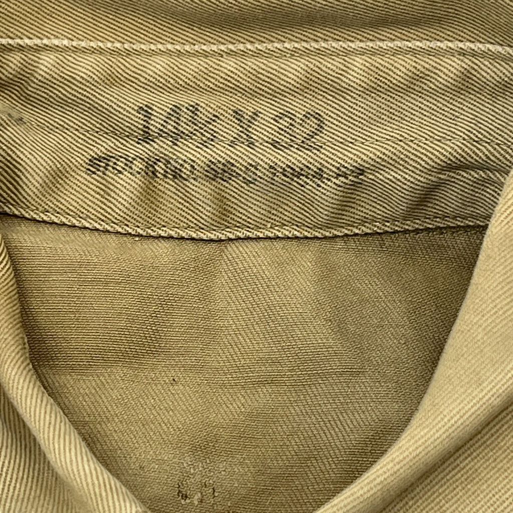 Vintage American Army Military Long Sleeve Shirt with Badges Khaki Brown size M