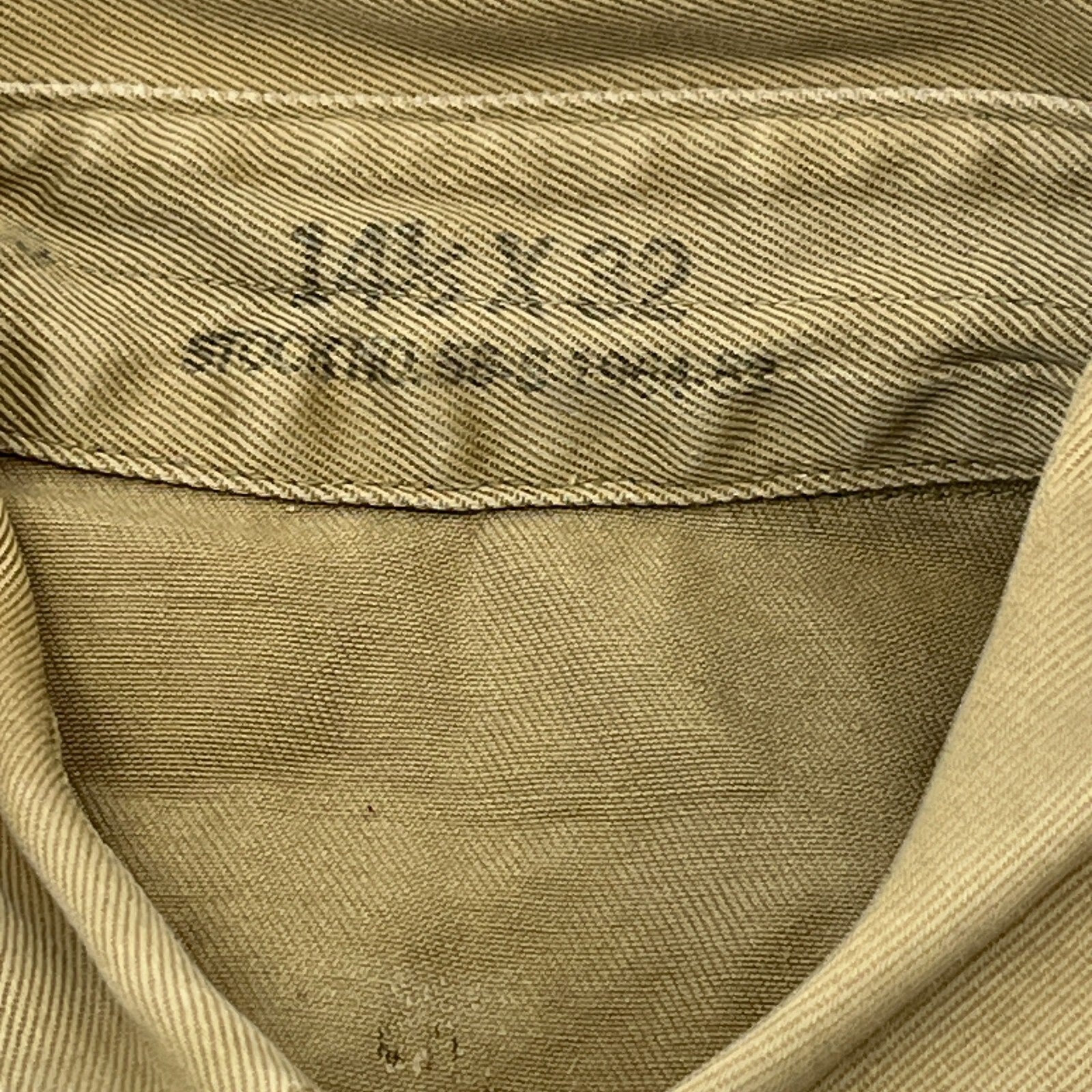 Vintage American Army Military Long Sleeve Shirt with Badges Khaki Brown size M