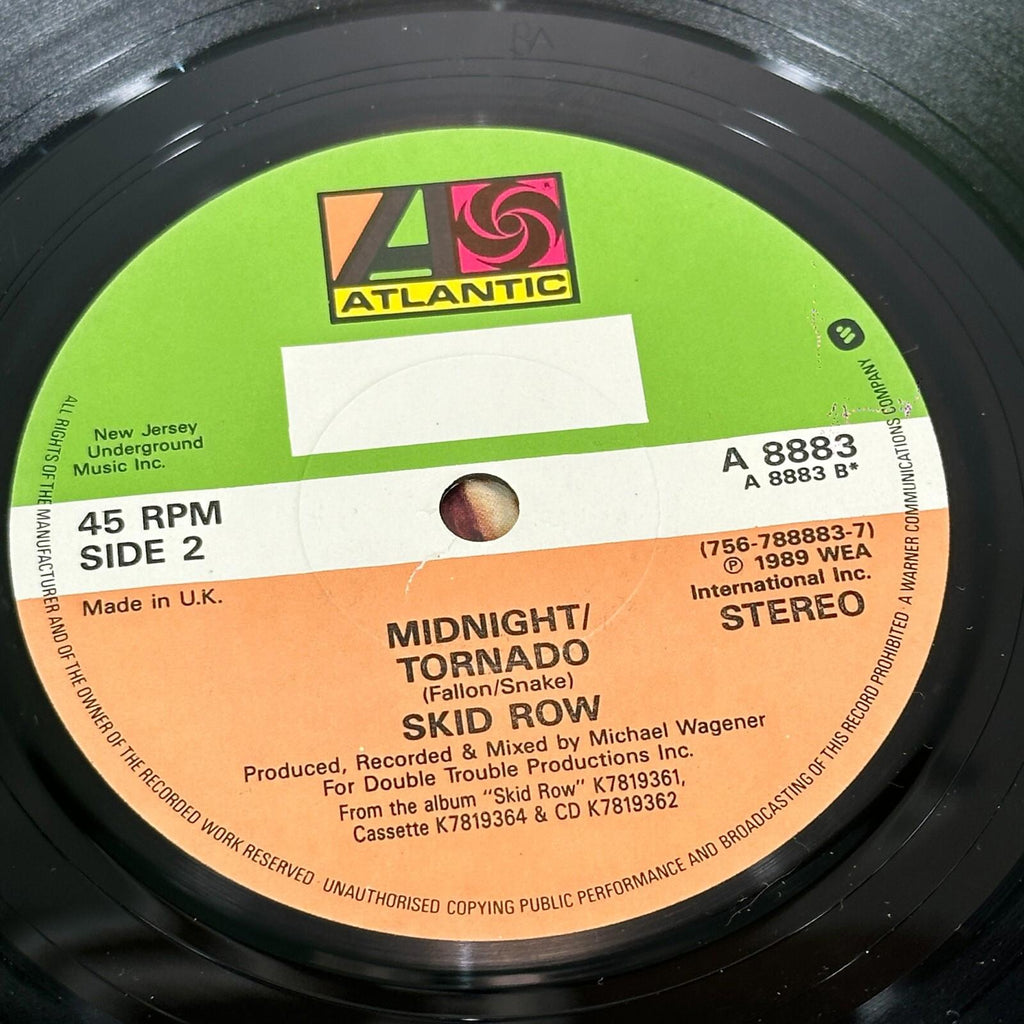 Skid Row - 18 & Life / Midnight Tornado 7" Vinyl Single Record Ex/Ex