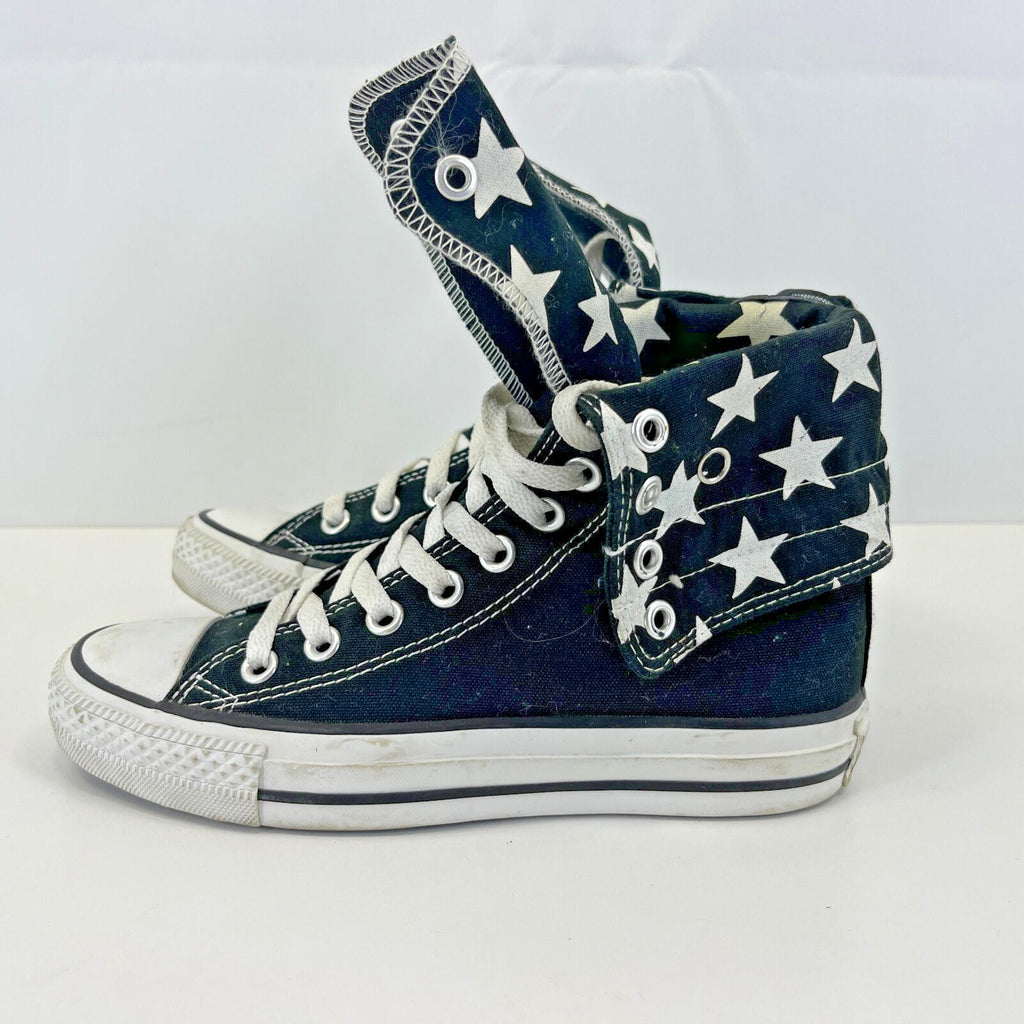 Converse X High Roll Top Trainers Black with White Stars size UK 4 EU 36.5