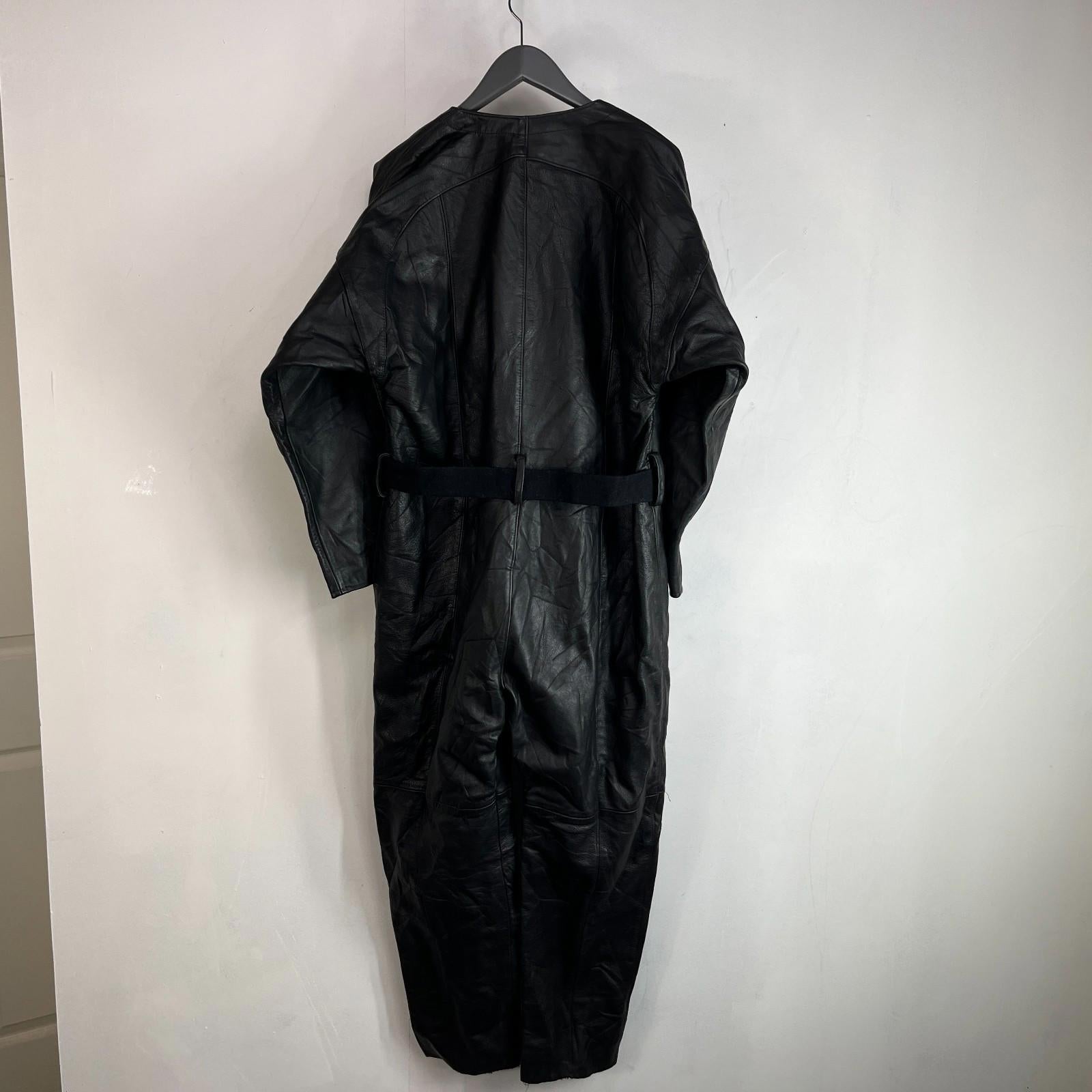 Super Rare Post WWII Military Motorcycle 1 Piece Leather Suit with Belt