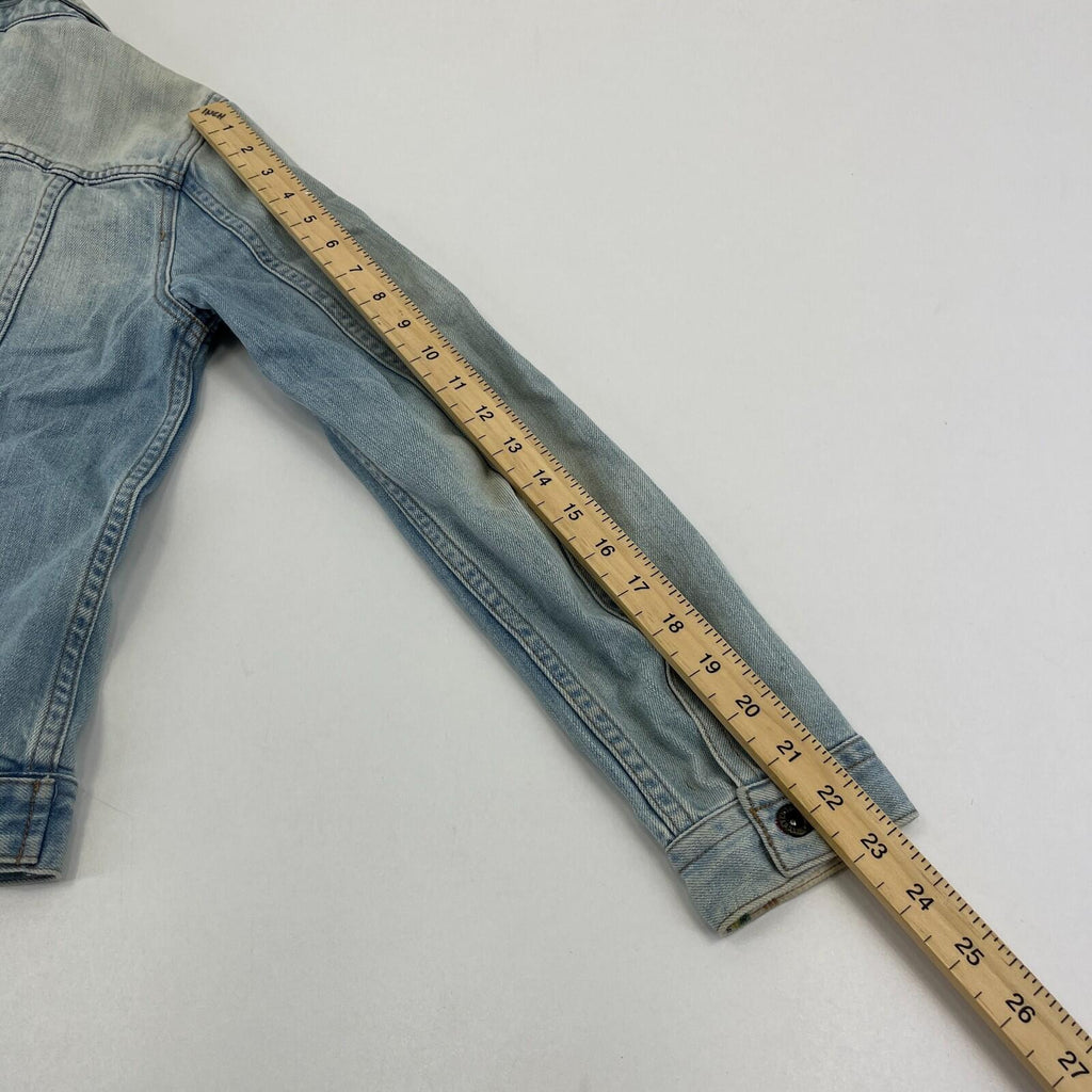 Scotch Shrunk Denim Jacket with Badges Women's size 10 Blue Trucker Button Up