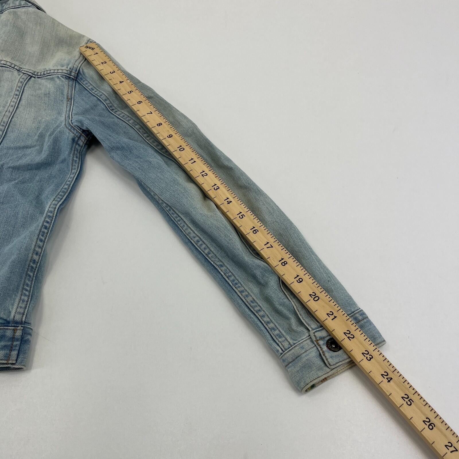 Scotch Shrunk Denim Jacket with Badges Women's size 10 Blue Trucker Button Up