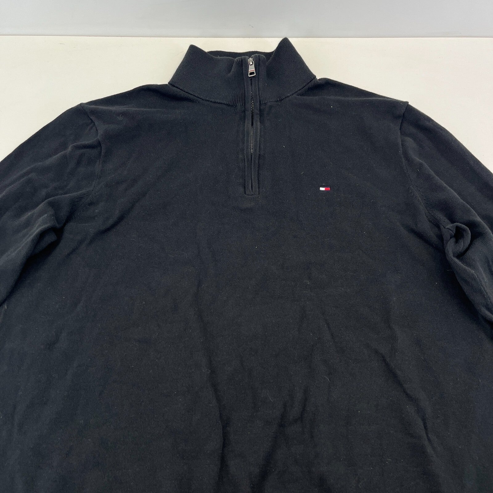 Tommy Hilfiger Women's Knit Turtleneck 1/4 Zip Sweater in Black size Large