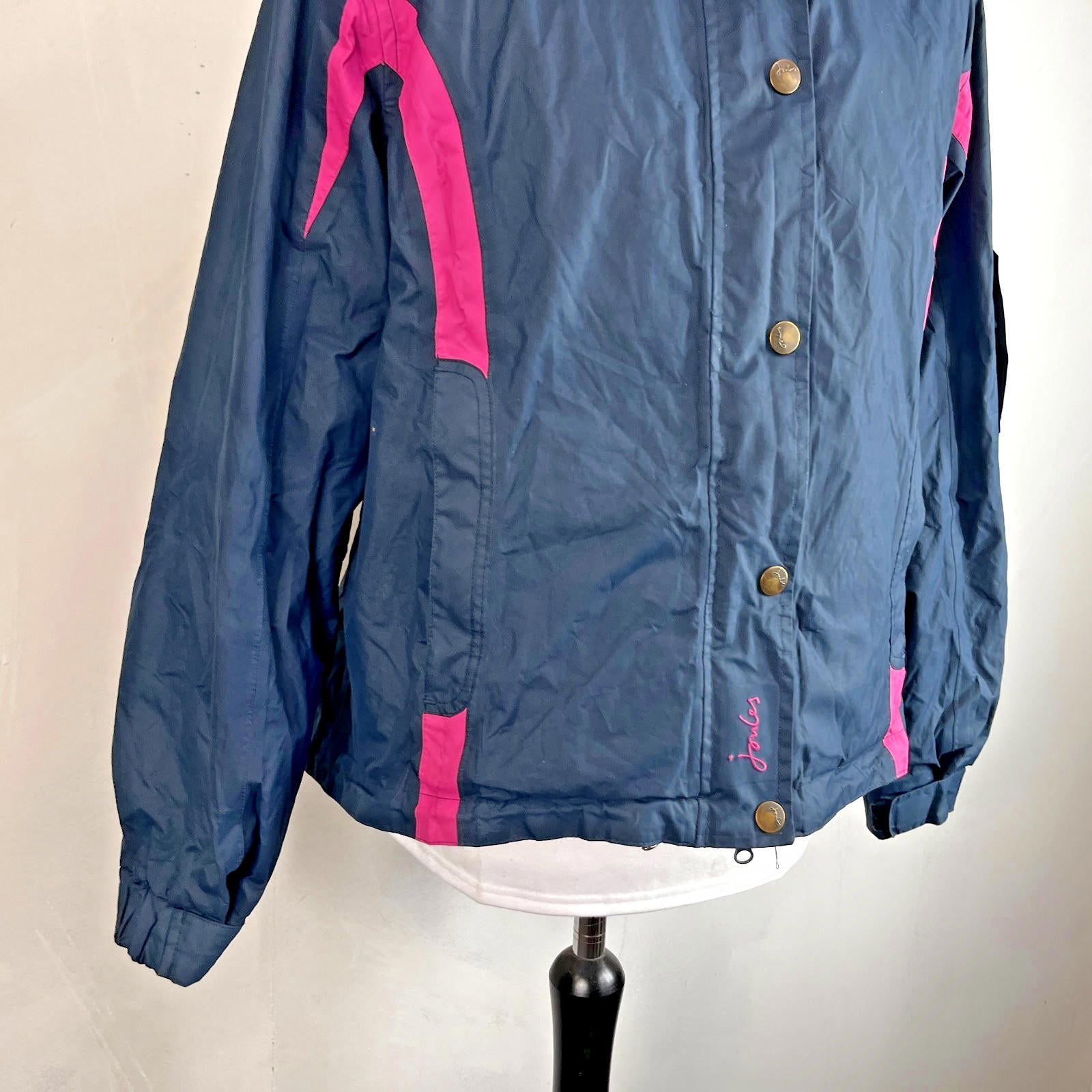 Joules Waterproof Hiking Jacket Raincoat Women’s Size 18 Navy Blue & Pink Coast