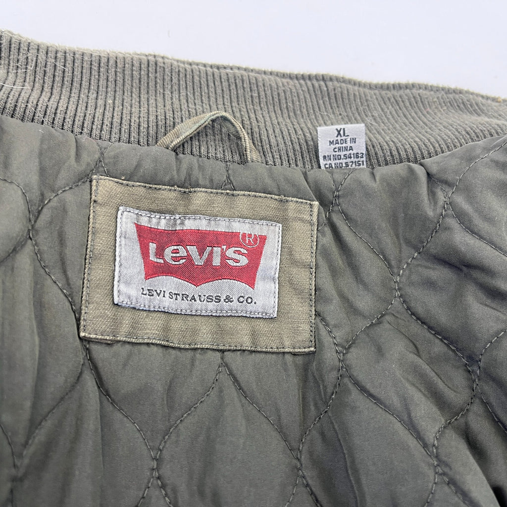 Levi's Vintage Quilted Cotton Khaki Bomber Trucker Jacket Mens size XL