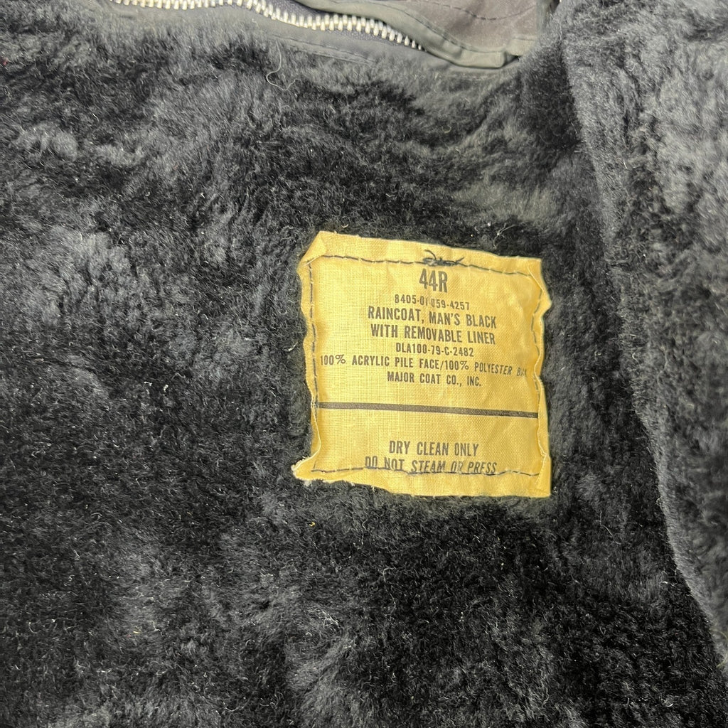 Genuine US Navy Black Trench Coat with Removable Liner size 44R Formal Military