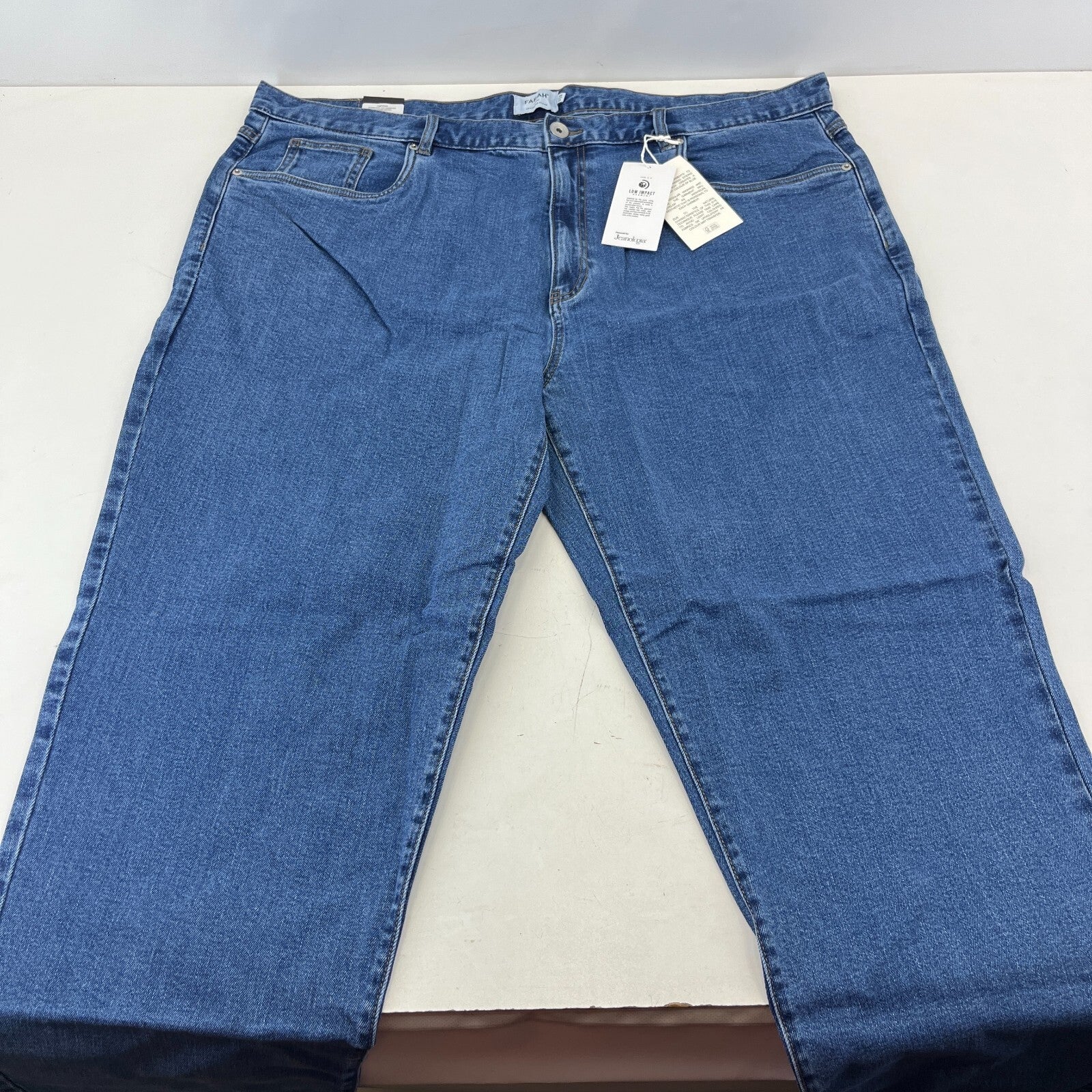 Men's Farah Norwood Indigo Mid Blue Regular Fit Jeans Straight Leg W44" L32" New