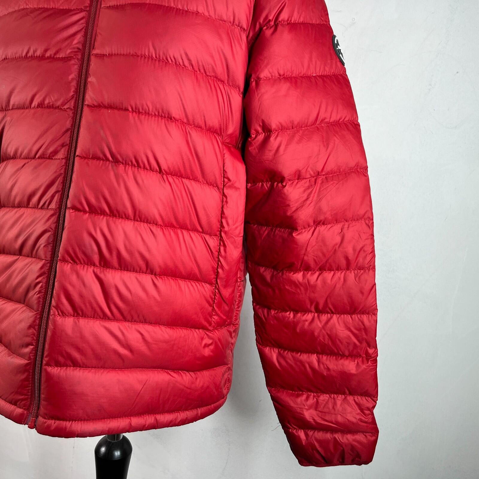 Abercrombie & Fitch Lightweight Series Down Puffer Jacket in Red Hooded size L