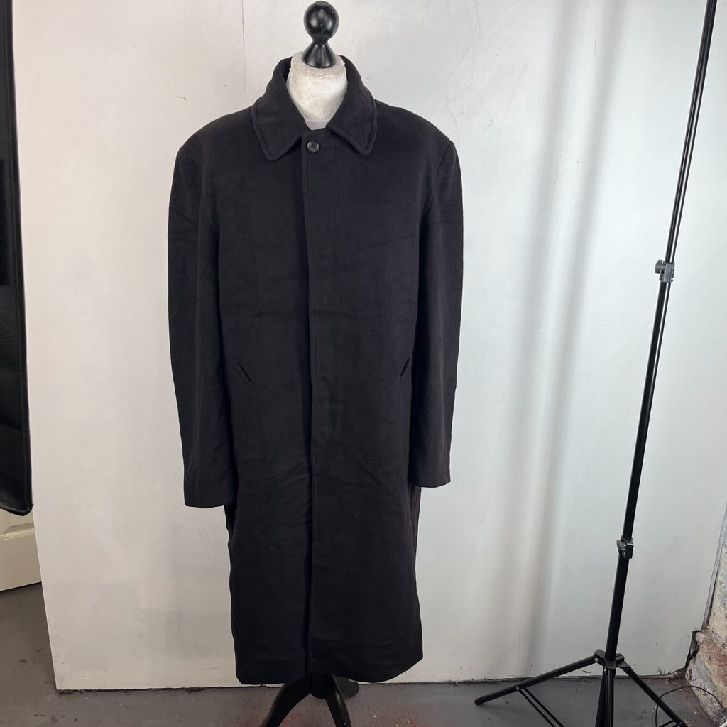 Marco Ricci Black Cashmere & Wool Overcoat Single Breast Made in Italy EU 52 (L)