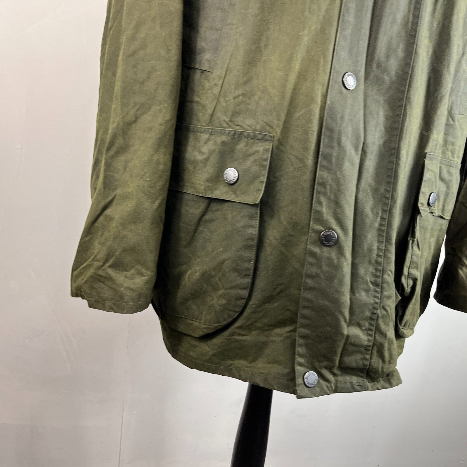 Mc Orvis Wax Jacket Mens size XL Green Waxed Coat Made in the UK