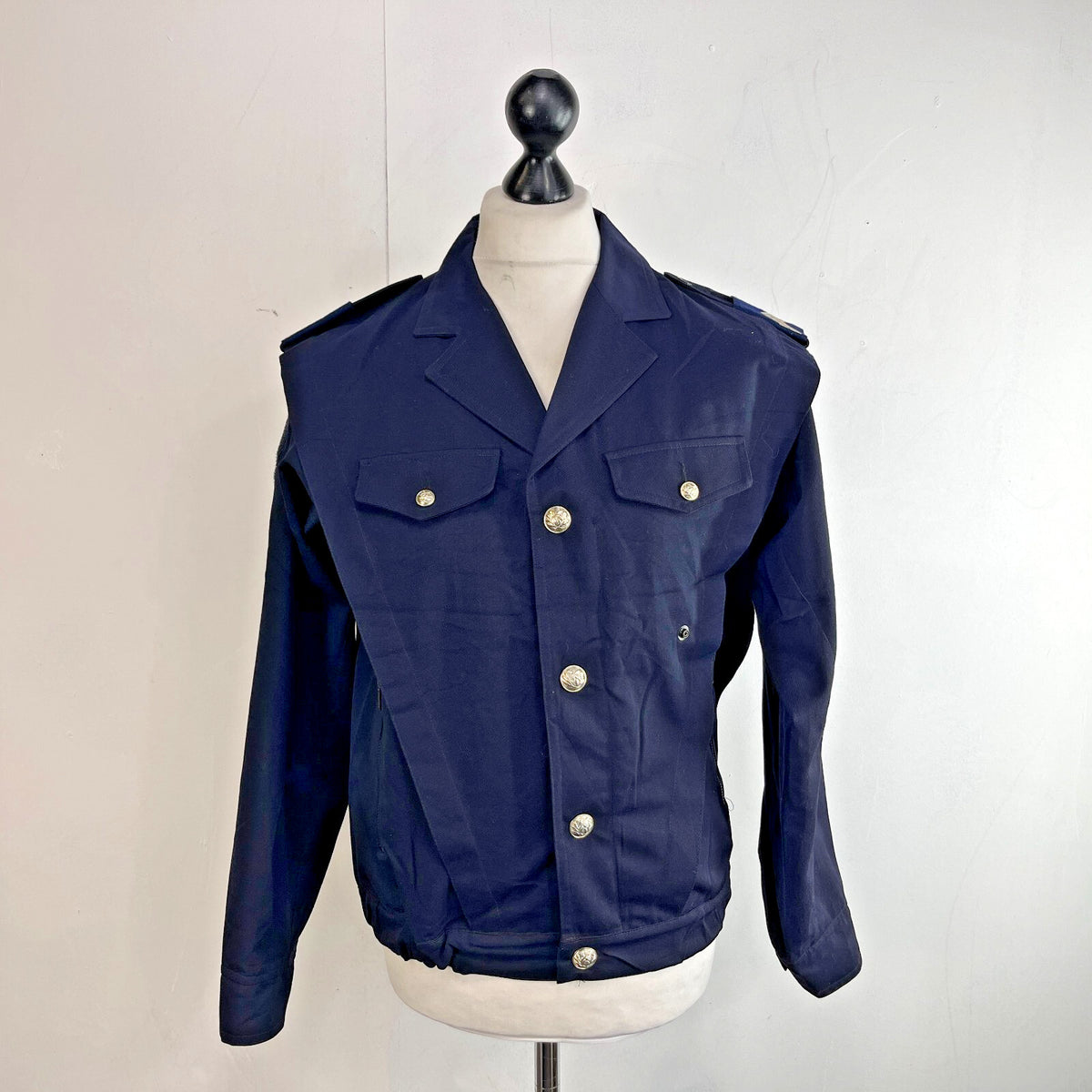 Vintage French Military Dress Uniform Bomber Jacket Navy Blue size T96/100M