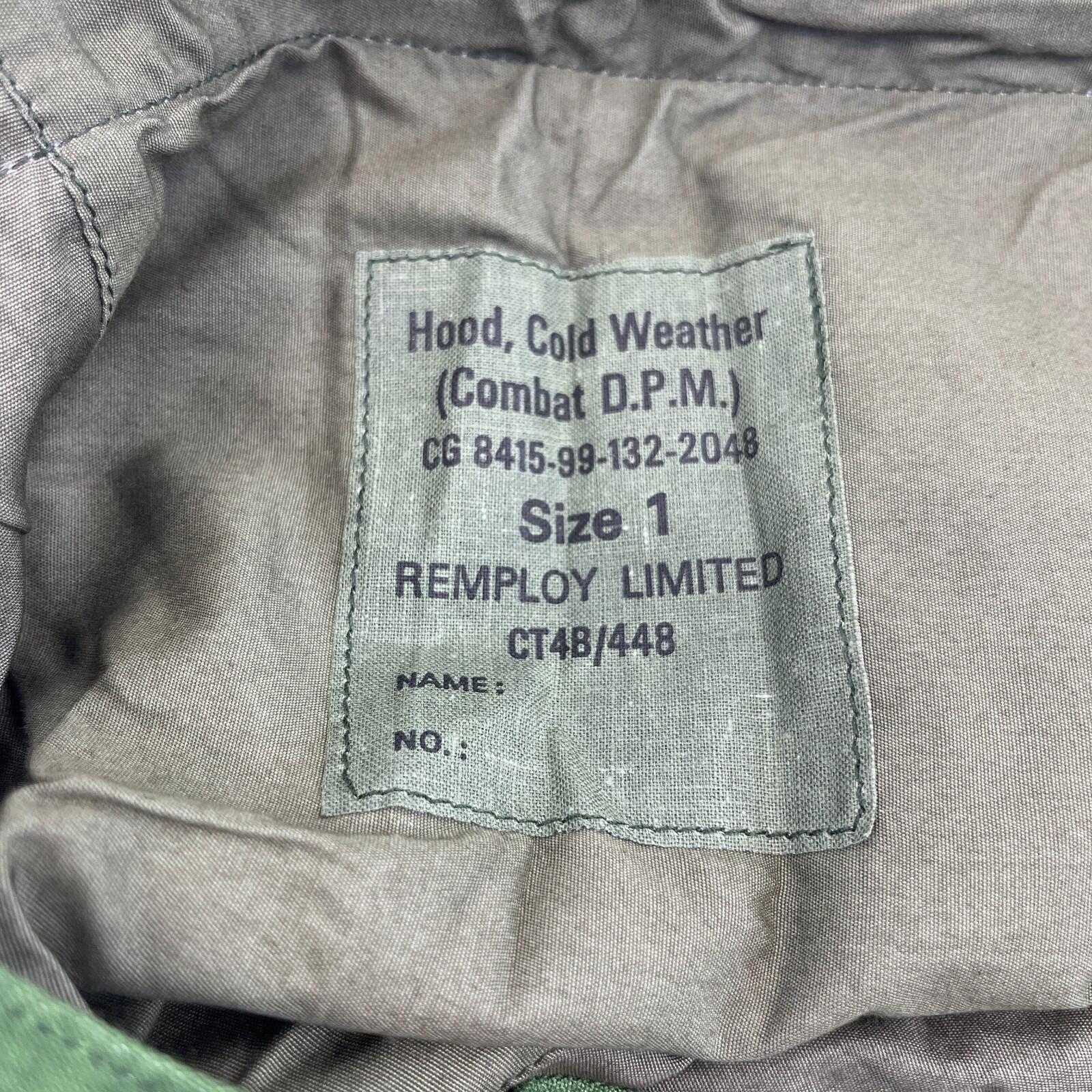 British Military Issue DPM Camouflage Cold Weather Button On Combat Jacket Hood size 1