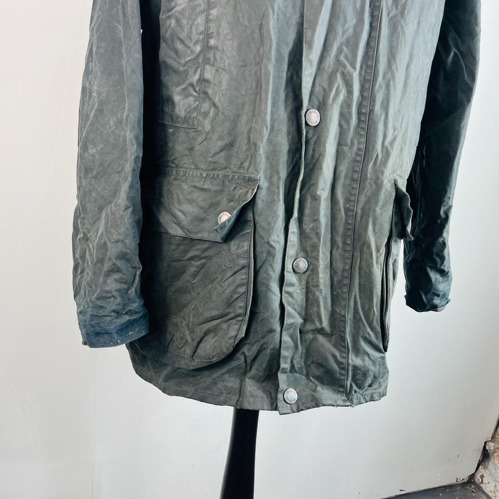 Mc Orvis Wax Jacket Mens size Small Oversized Black Waxed Riding Coat England
