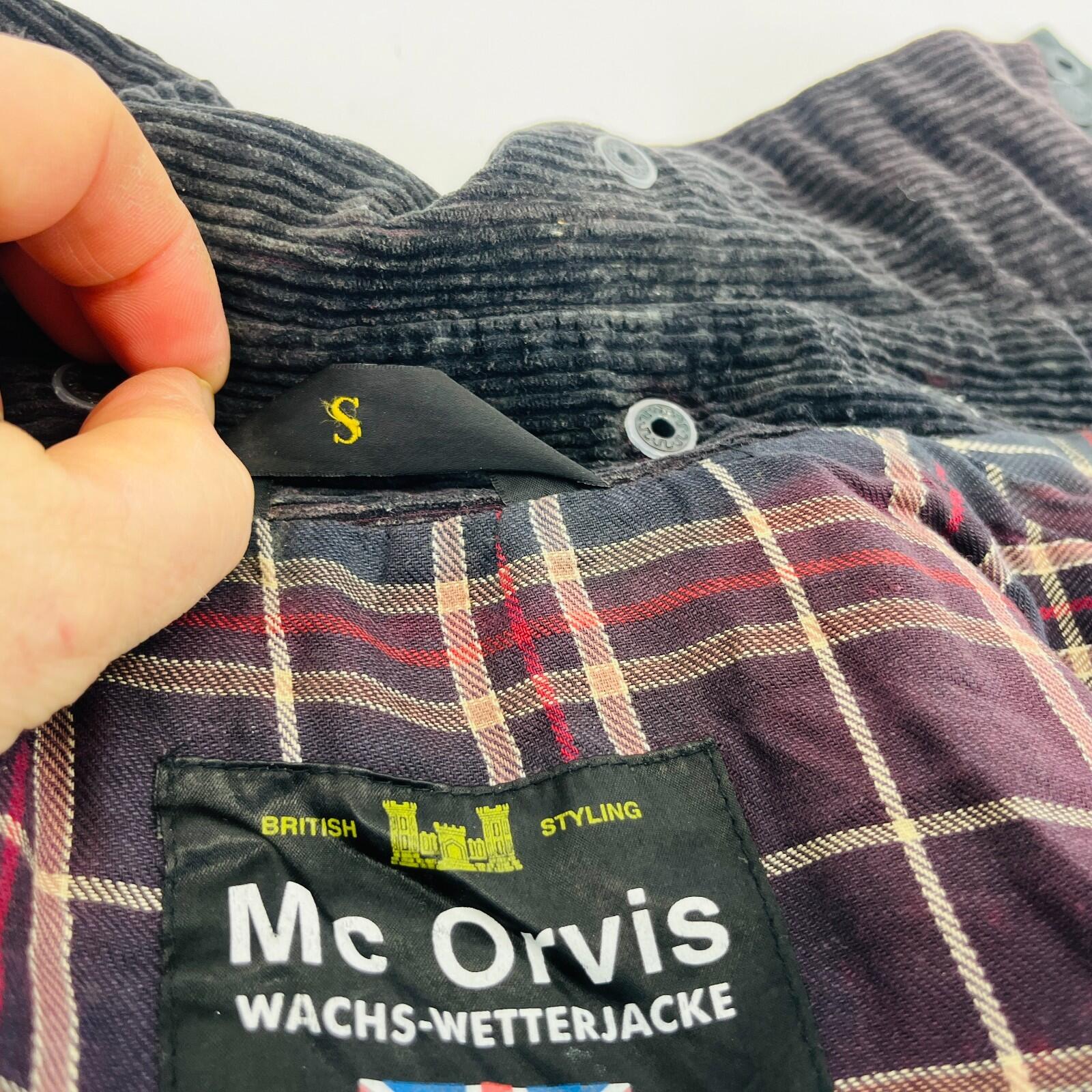 Mc Orvis Wax Jacket Mens size Small Oversized Black Waxed Riding Coat England