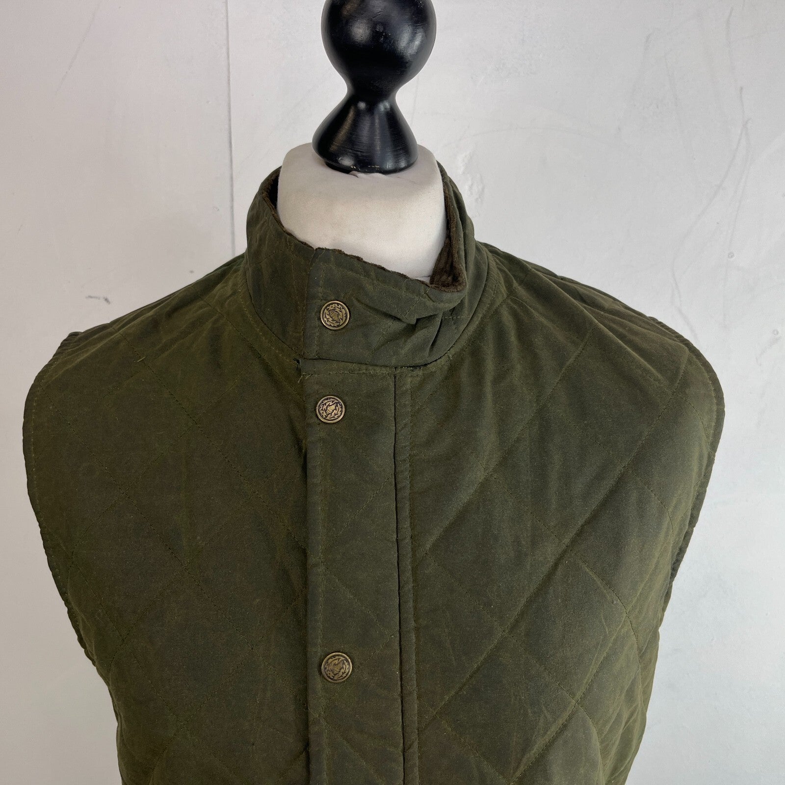Argyll Women's Wax Waterproof Gilet Embroidered Vest in Green size Large - VGC