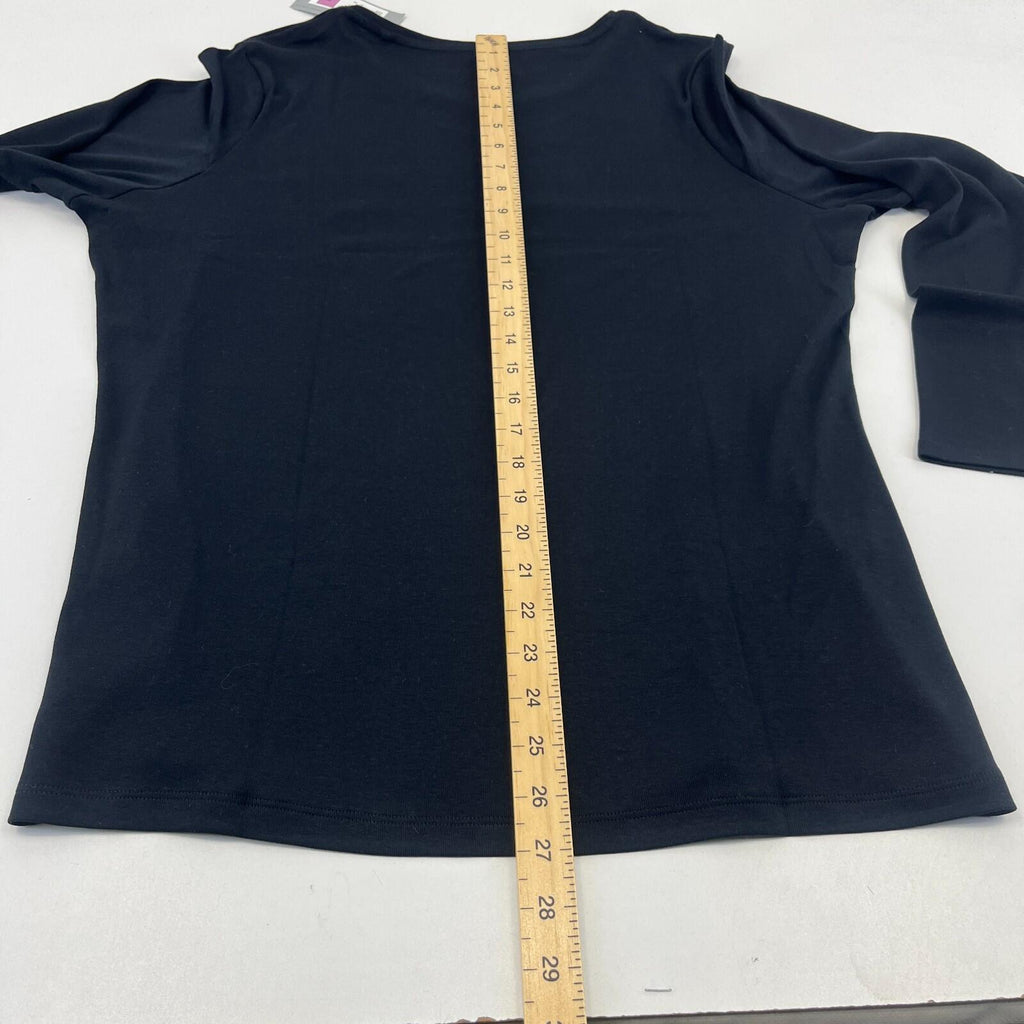 M&S Collection Women's Crew Neck Pullover Top Black Long Sleeve size 22