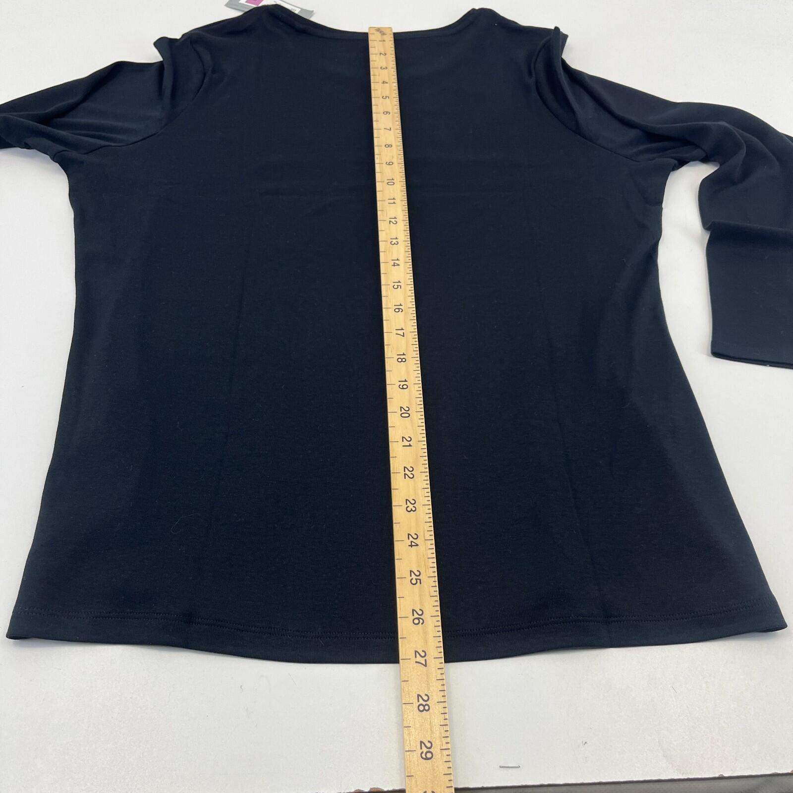 M&S Collection Women's Crew Neck Pullover Top Black Long Sleeve size 22