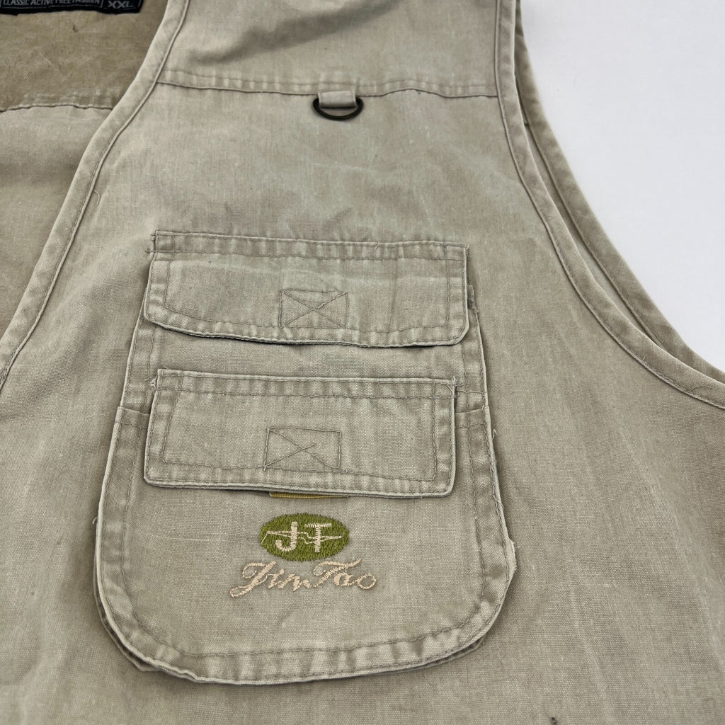 Vintage Utility Vest Cargo Tactical Techwear Khaki Beige Men’s size 2XL