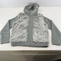 Papaya Women’s Faux Fur Knitted Hoodie in Grey size 18 - New