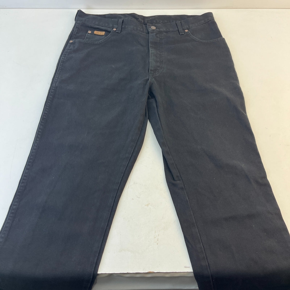 Wrangler Texas Black Denim Jeans Mens W38" L34" Straight Leg 100% Cotton - VGC