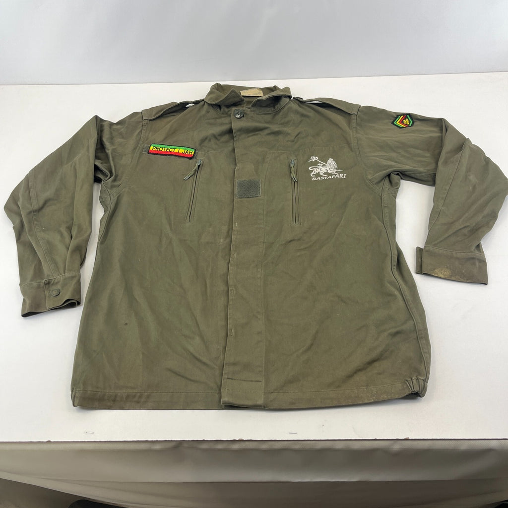 Custom Vintage French Army Jacket Rasta Rastafari Jah Smock size L (112M)