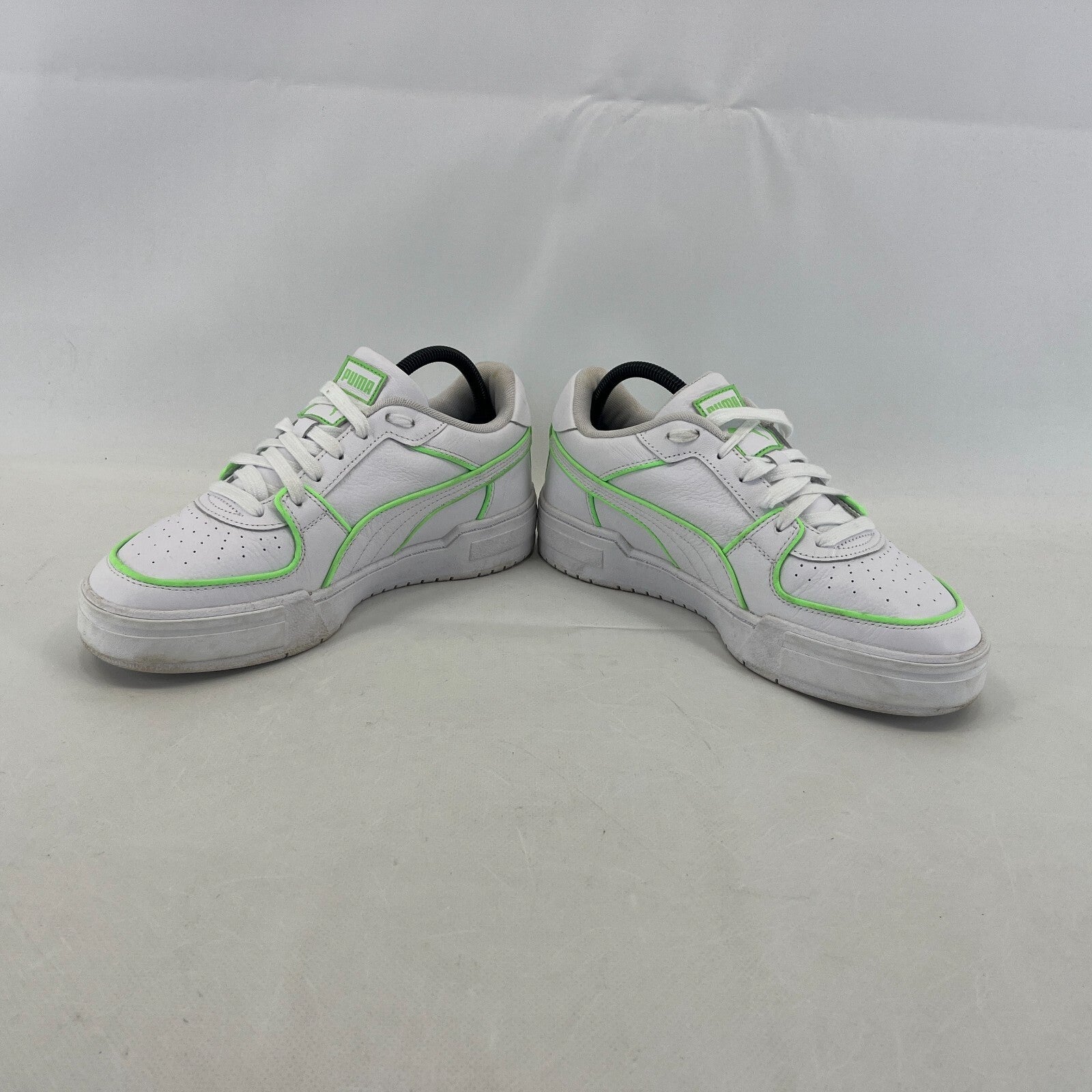Puma Women's White Trainers with Fluoro Green Piping UK size 7 EUR size 40.5