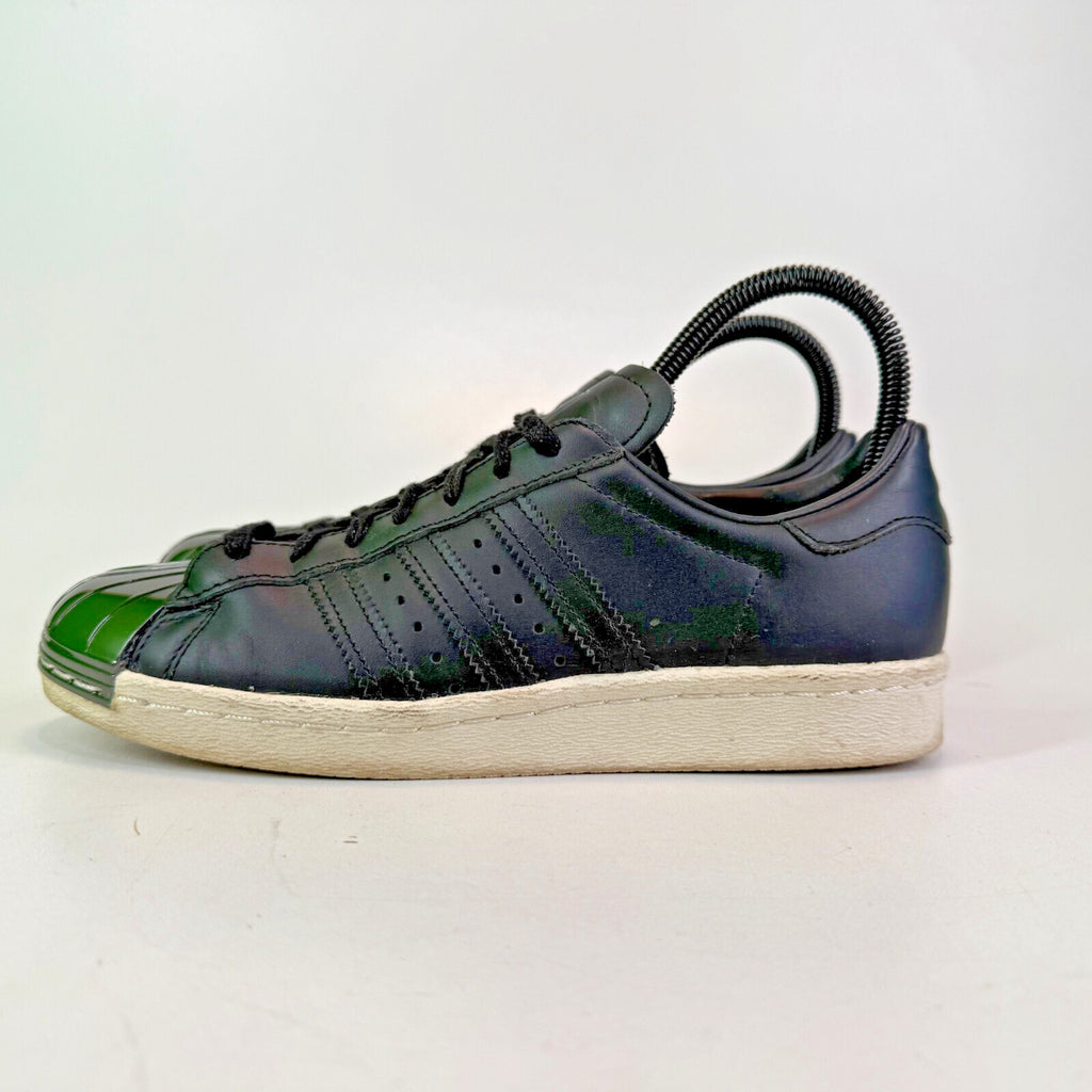 Adidas Superstar Dark Chrome Shell Toes Black Leather White Sole UK size 5