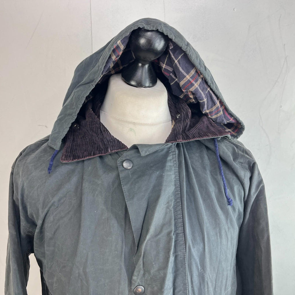 Miller & Simons Wax Jacket in Black with Removable Hood UK size S