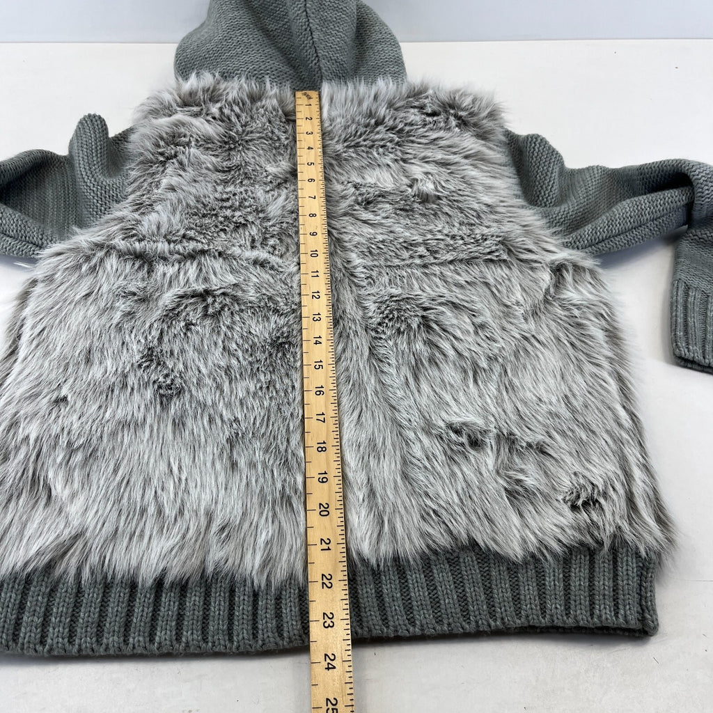 Papaya Women’s Faux Fur Knitted Hoodie in Grey size 18 - New