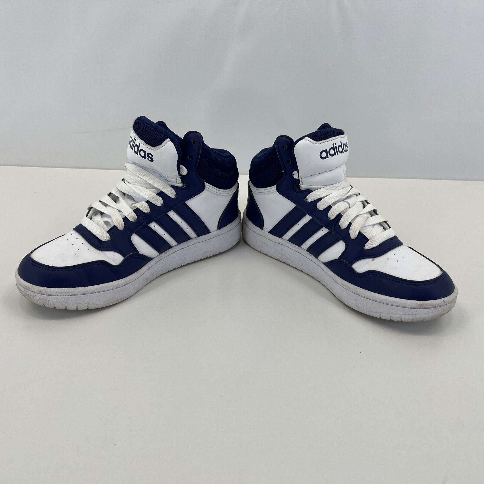 Adidas Hoops Mid 3.0 K Trainers White & Blue UK size 2 / EU 34