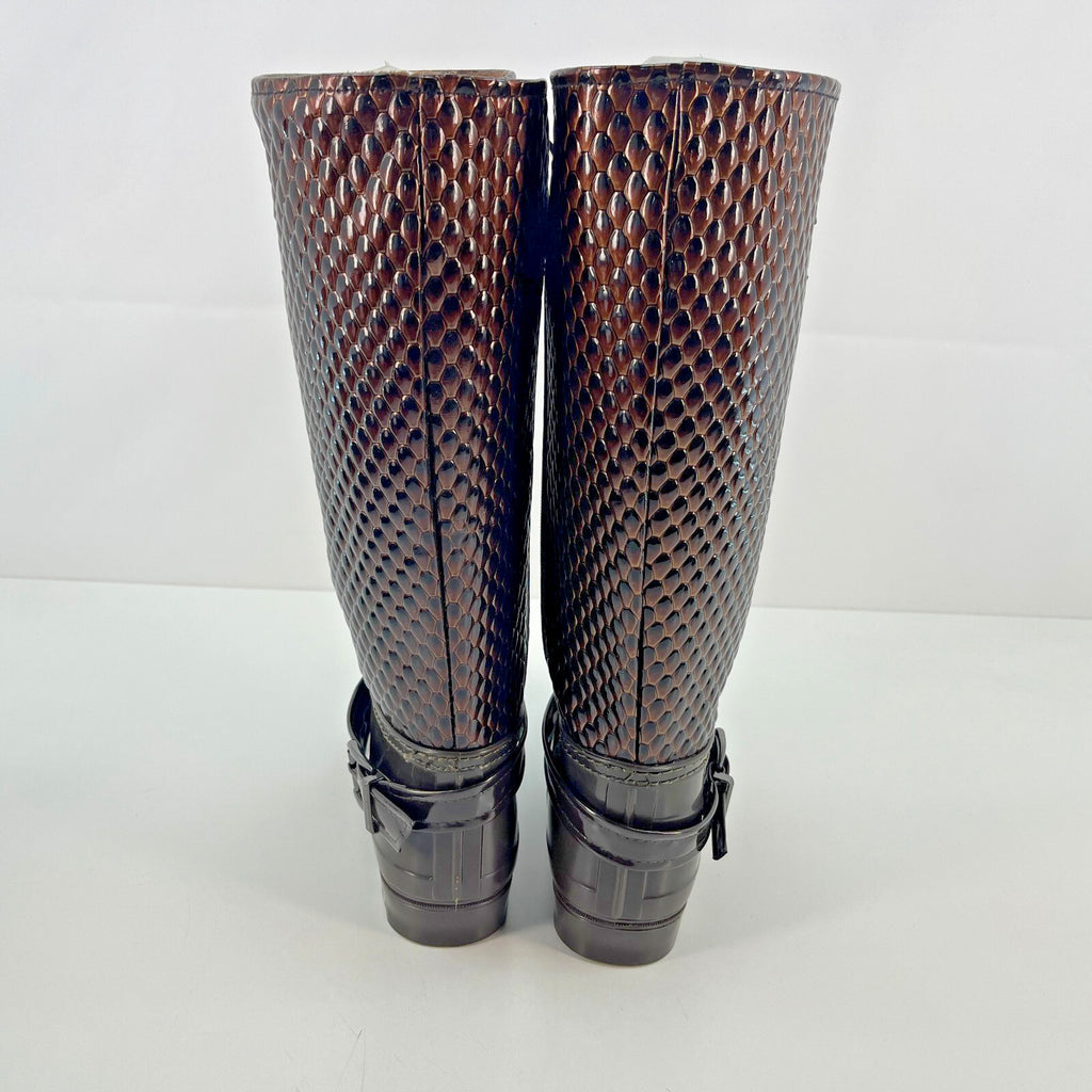 Women's Festival Boots Wellies Textured Brown Snake Pattern size UK 5.5 - EU 38