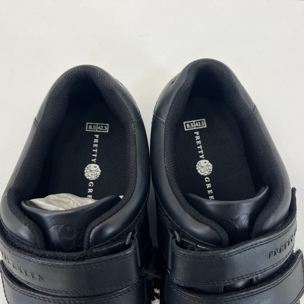Pretty Green Harrow Easy Fasten Shoes Moccasin Loafers Mens Black Leather UK 8.5