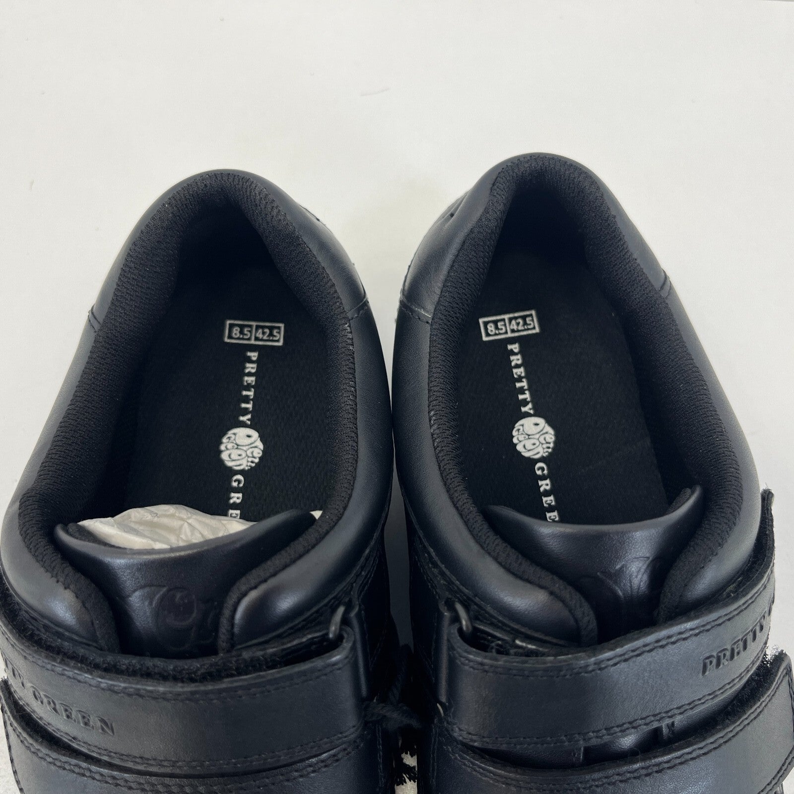 Pretty Green Harrow Easy Fasten Shoes Moccasin Loafers Mens Black Leather UK 8.5