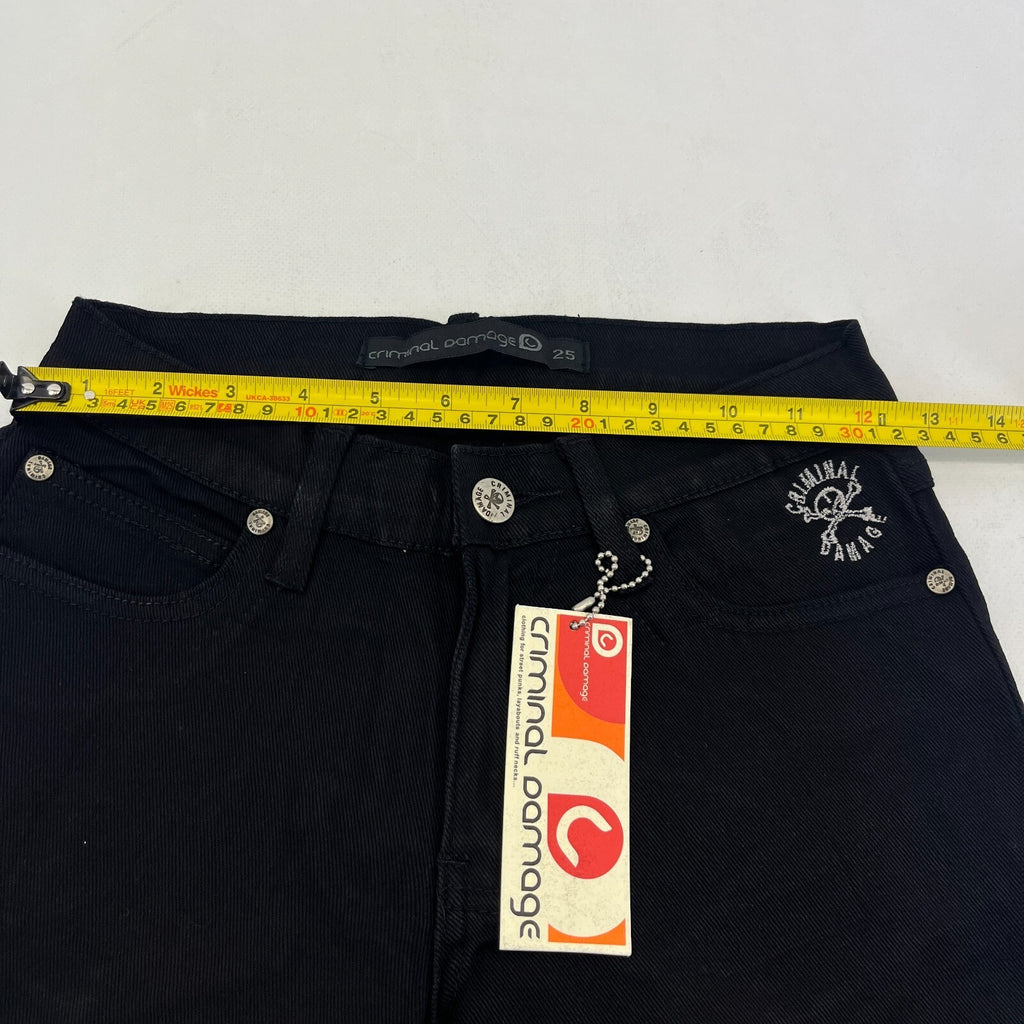 Criminal Damage Drainpipe Jeans Black W25 Skinny Fit Y2K Denim NWT Streetwear