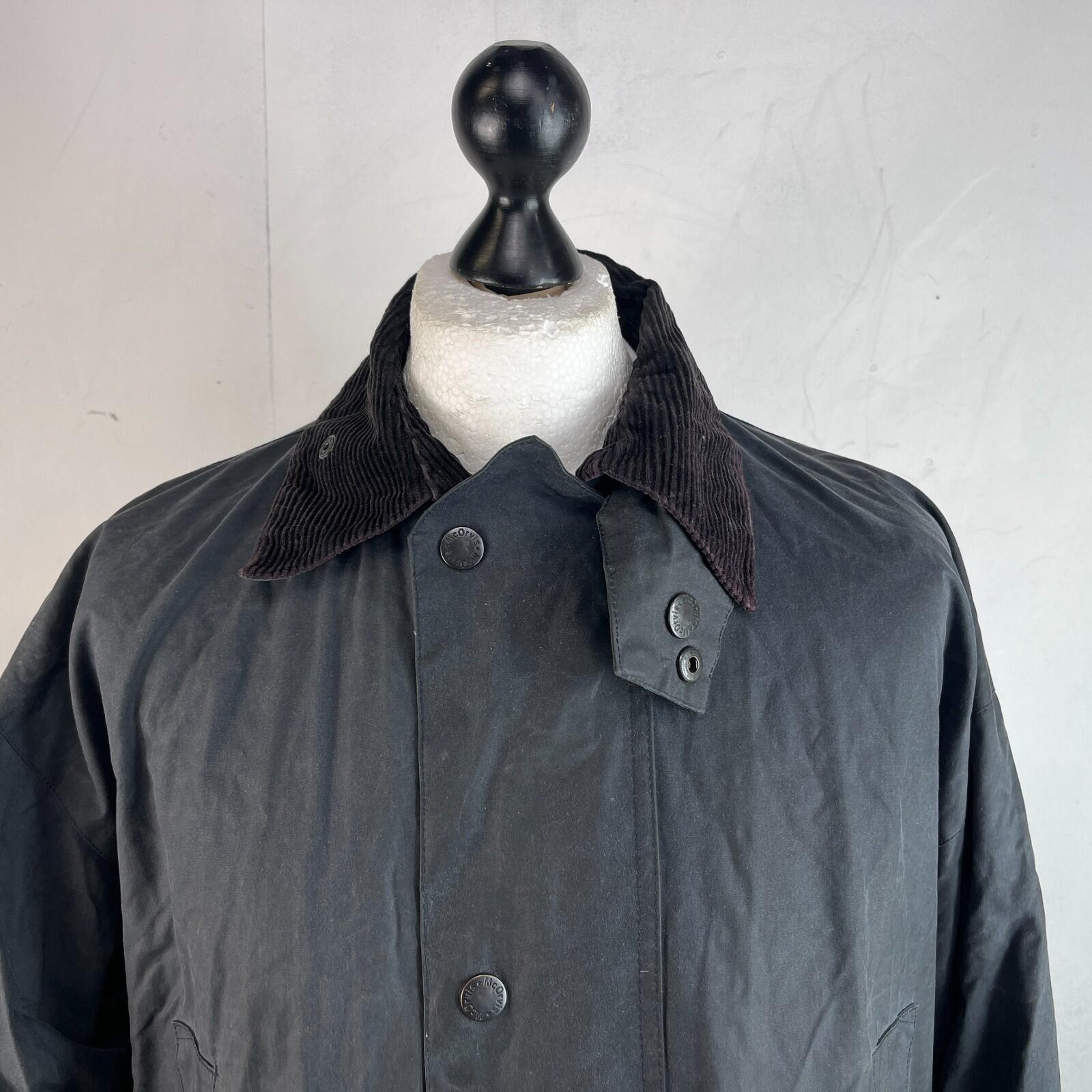 Mc Orvis Wax Jacket Mens size M Black Waxed Coat Made in the UK