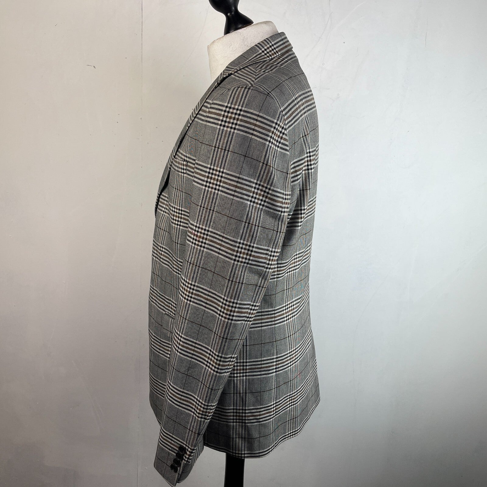 Next Tailoring Men's Grey Check Suit 44L Dark Grey W36 L31 Trousers Skinny Fit